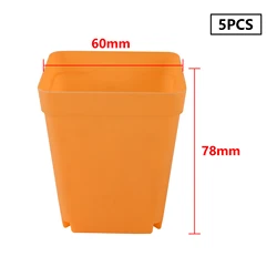 Set of 5 Colorful Square Succulent Planters with Trays (Orange)