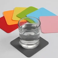 3.9 Inch Solid Silicone Coasters Heat Insulation Coffee Cup Mat Non-slip Drink Glass Beverage Holder Pad Square Protect Desktop 1