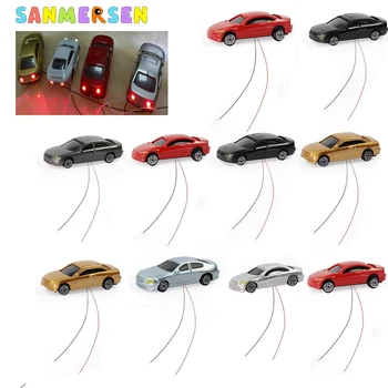 HO 체중계 모래 테이블 모델 자동차, LED 조명, 마이크로 장면 빌딩 장식 키트, DIY 미니 장식품, 10 개/백, 1:75, 100, 150/200