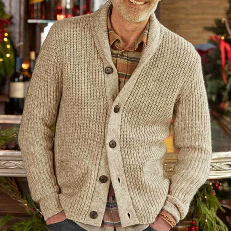 Men's Sweater Cardigan 2023 Autumn And Winter New Solid Color Simple Commuting Fashion Casual Large Size Sweater