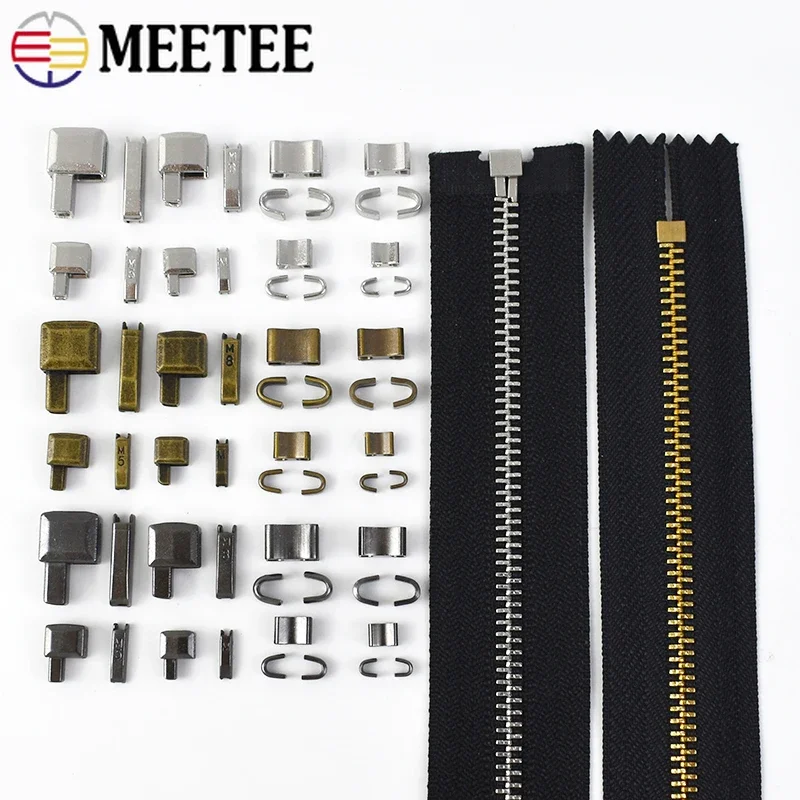 50/100Sets Zipper Stopper For 3# 5# 8# 10# Metal Zippers Tape Zip Bottom  Retainer Zips Insertion Repair Kit Sewing Accessories