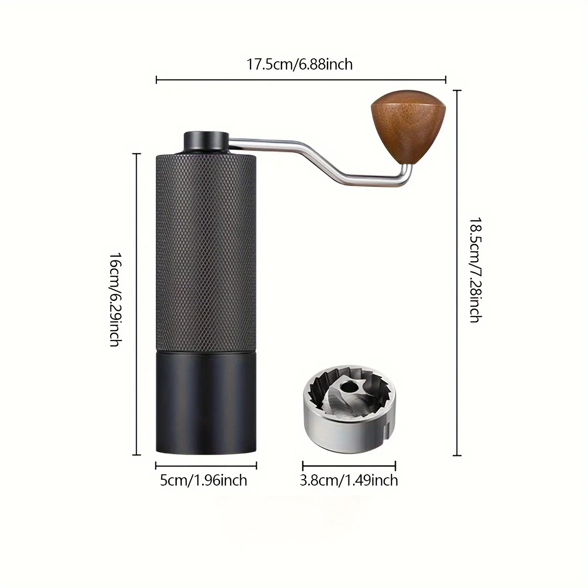 1pc Precision Manual Coffee Grinder - Digital Adjustable Settings, Stainless Steel Burr Mill, Bean Connoisseurs Choice, Coffee M