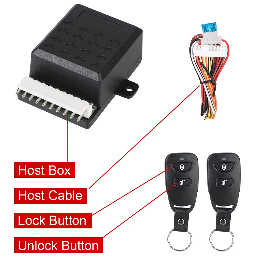 12V Black Plastic Car Keyless Entry System Remote Control