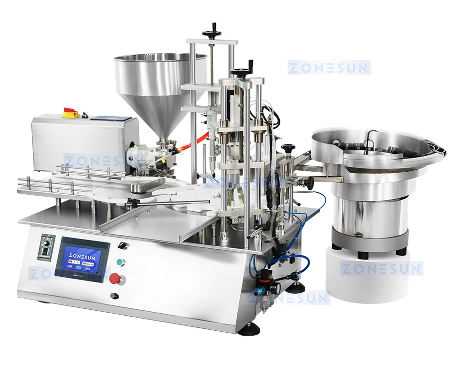 ZONESUN ZS-AFC19 Automatic Rotor Pump Thick Liquid Filling Capping Machine with Vibratory Feeder