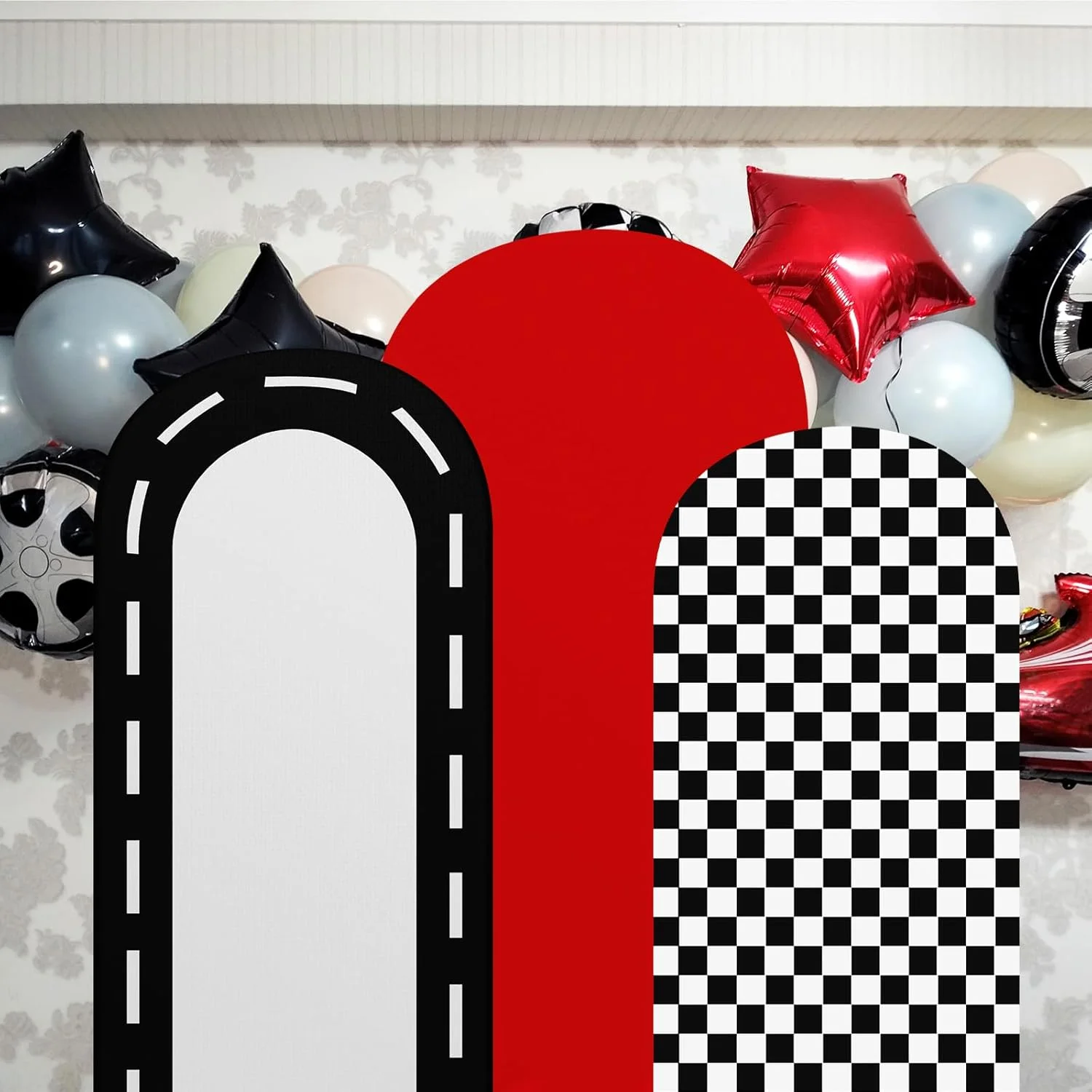 Fast Party Racing Theme Arch Covers Spandex Stretch-Hintergrundständer 6,56 Fuß für Hochzeit, Geburtstag, Bankett, Zeremonie, Dekoration – Detail 6