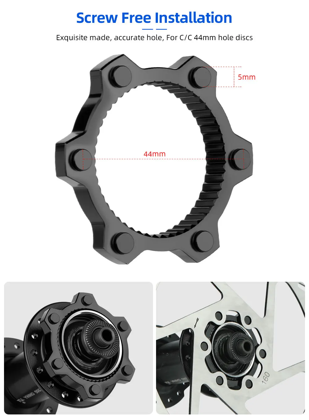Fahrrad Centerlock Zu 6-Loch Adapter Abdeckung Für C/C 44mm Loch Disc Bike Disc Hub Centerlock umwandlung 6 Bolzen Rotor Adapter Abdeckung – Detail 6