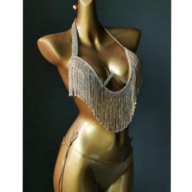 2023 Diamond Tassels Bikini Set Swimwear Rhinestone Swimsuit Bling Stones Crystal Bathing Suit