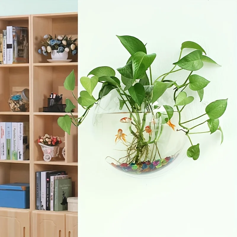 Versatile Hydroponic Planter No-Drill Indoor/Outdoor Wall Mount Aquarium Bowl for Home Decor & Garden Care hydroponic planter