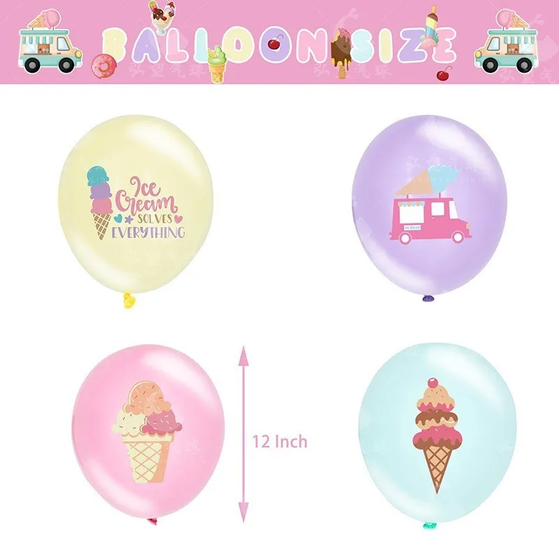 16/20pcs 12inch Sweet Donut Ice Cream Latex Balloon Air globos For Happy Birthday Wedding Party Decoration Kids Toy Baby Shower