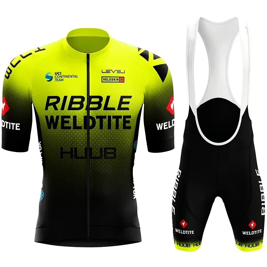 Ribble Weldtite Pro Team Short Sleeve Maillot Ciclismo Men's Cycling Jersey Set Summer Breathable Cycling Clothing Set