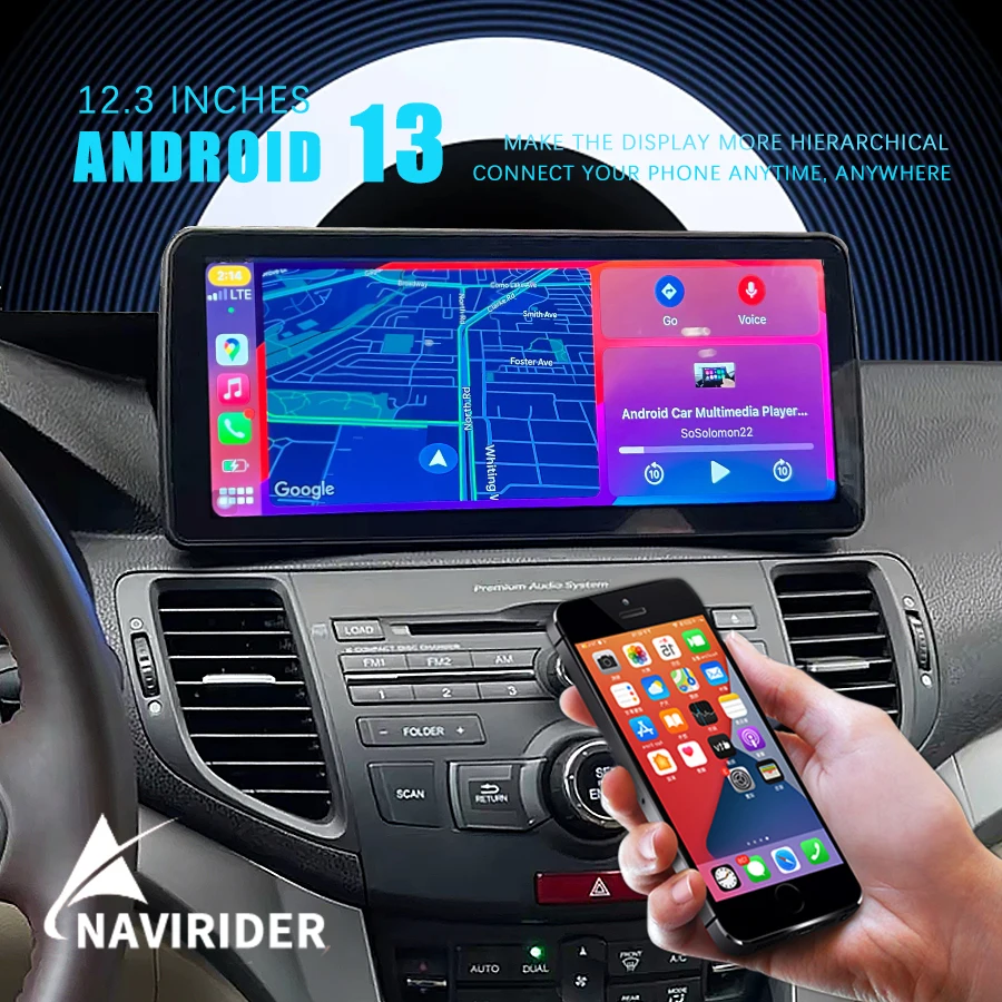 

NaviRider 12.3 Inch Android 13 Screen Multimedia Video Player For Honda Accord 200-2011 Car Speaker GPS Autoradio 8+256G Storage