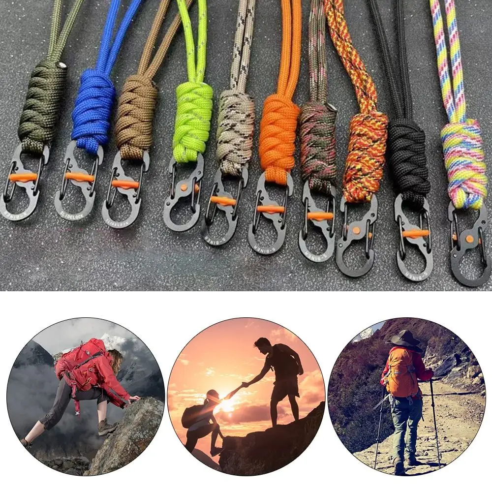 New 10 Styles High Strength Emergency Survival Backpack Paracord Keychain Key Ring Parachute Cord Lanyard 8-Word Buckle 1