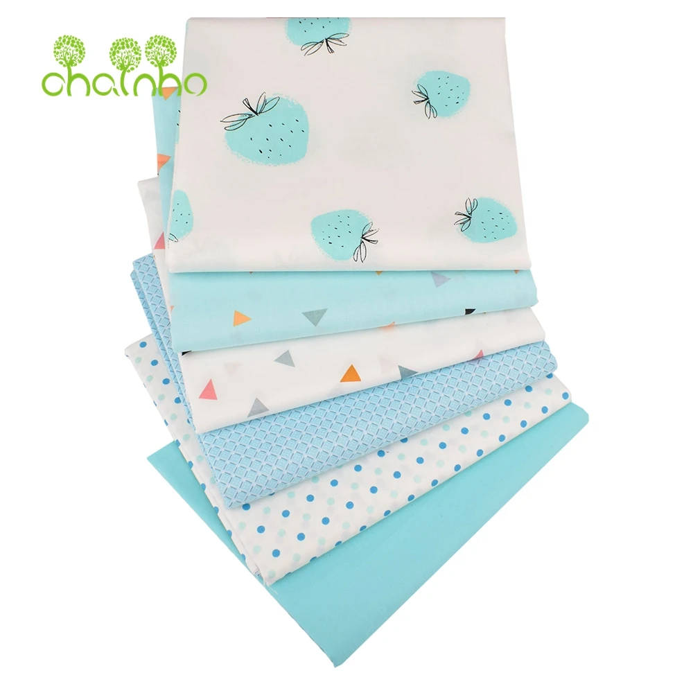 

Chainho,Printed Twill Weave Cotton Fabric,Patchwork Cloth,DIY Sewing Quilting Material,Lake Blue Series,4 Specification,CC253