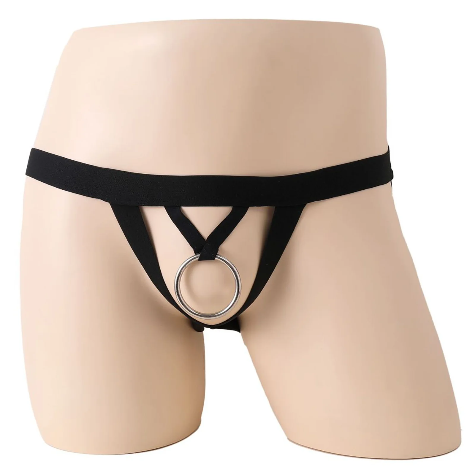 

Men's Bondage Underwear Metal O-Ring Jockstrap Briefs Low Rise Bikini G-string Open Buttocks Elastic Thongs T-back Underpants