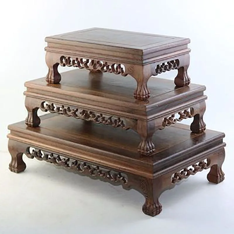 Mahogany Carving Crafts Buddha Ornaments Base, Chicken fin Wood, Rectangular Stone Vase, Bonsai Fish Tank, Solid Wood Table