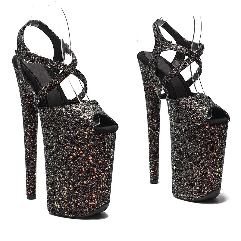 

Peep Toe 23CM/9inches Glitter Upper Plating Platform Sexy High Heels Sandals Pole Dance Shoes 057