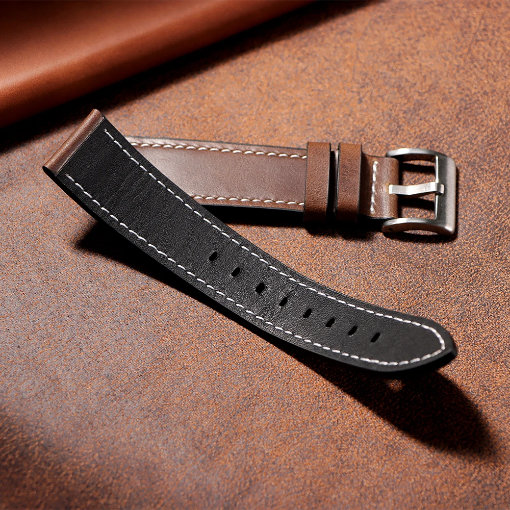 Handmade Vintage Brown Calfskin Leather Watch Band - Men's Soft Oil Wax Bracelet Strap Accessories