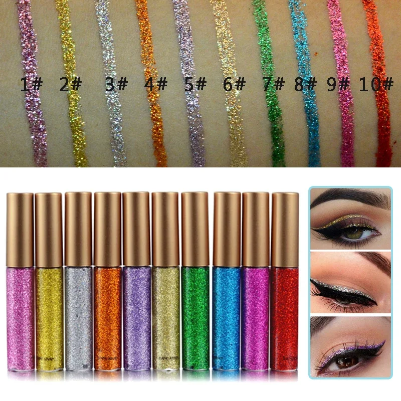 1pcs Sexy Shining Glitter Liquid Eyeliner Pencil Diamond Shimmer Eye Liner Rose Gold Color Eyeliner Makeup for Eye Cosmetics