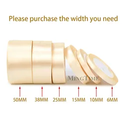 Elegant Satin Ribbon for Crafts and Decorations - 22 Meters, Multiple Widths Available (Beige)