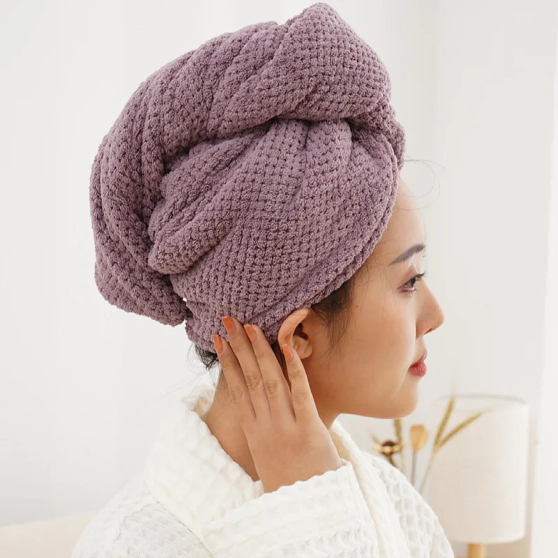 

Двухслойная Коралловая бархатная решетка, быстросохнущая Абсорбирующая Плотная шапочка для сухих волос, головной платок, шапочка для волос