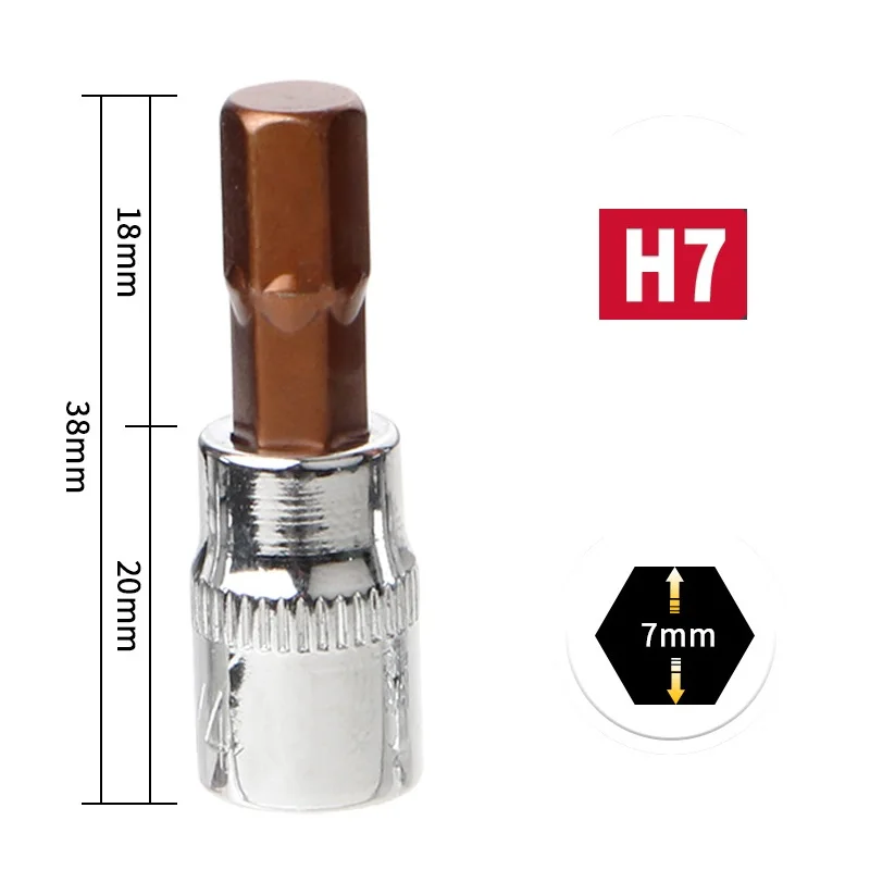 1 stücke 1/4 Zoll Stick Hex Bit Steckdosen H3 H4 H5 H6 H7 H8 Metrische Schraubendreher Bit Steckdosen Hand Werkzeuge buchse Joint Sechseckigen – Detail 3