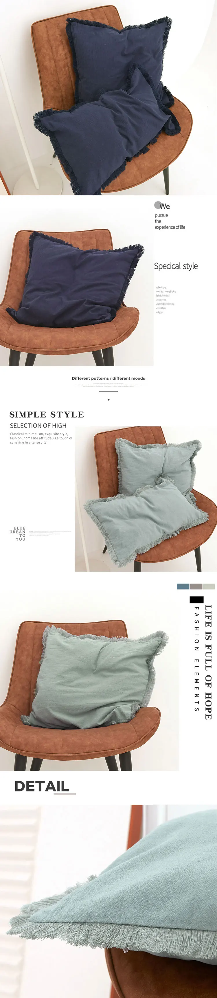 Description Picture 2 of item1pc Cushion Cover Retro Home Decor Living Room Decorative Throw Pillow Cover Ins Nordic Style Funda Cojin Square Pillowcase