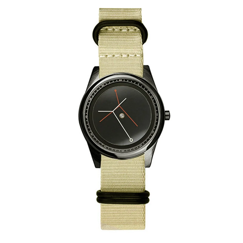 Fashionable Unisex Canvas Strap Quartz Watch with Innovative Pointerless Design