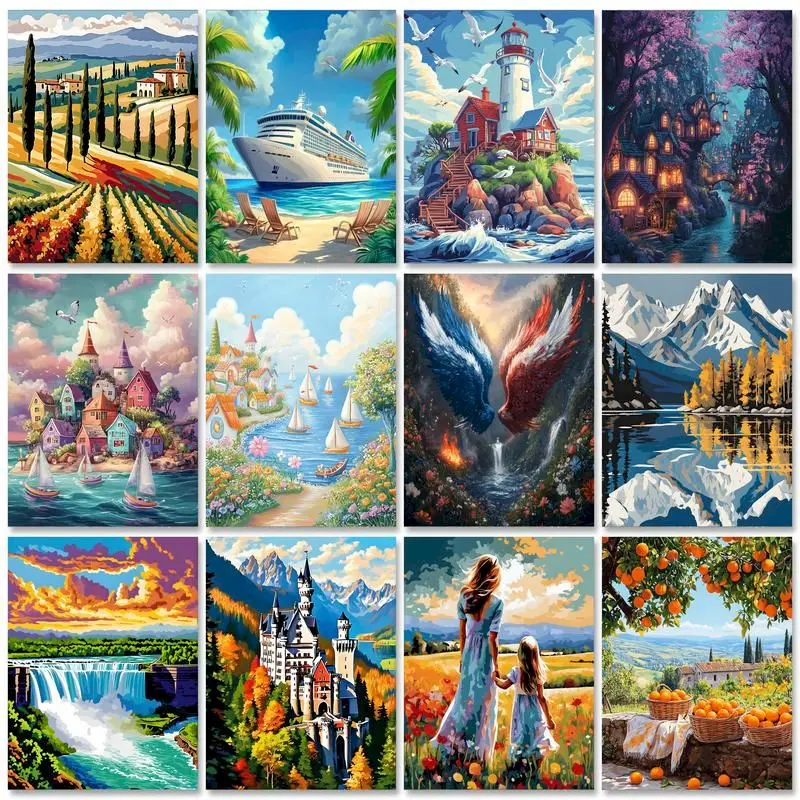 CHENISTORY Painting By Numbers Kits For Adults pictures by numbers 40 50 Scenery On Canvas Landsape Painting Numbers Home Decors