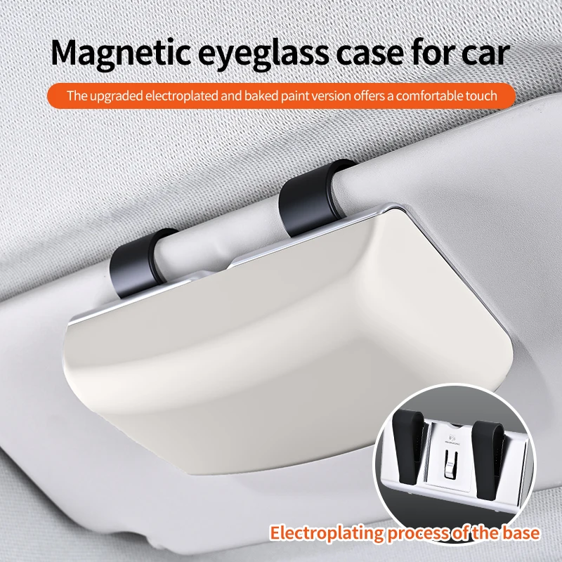 Magnetic Car Sun Visor Eyeglass Holder with Electroplated Finish