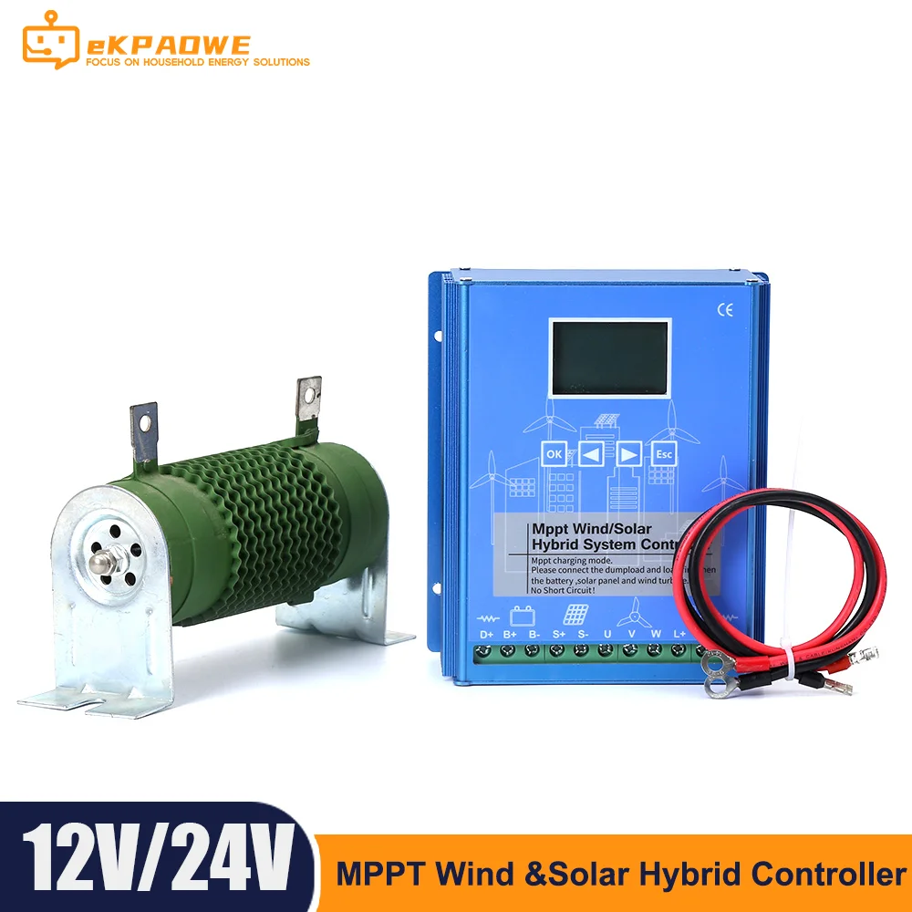 

2000W 12V 24V 48V MPPT Hybrid Solar Controller Wind Turbine Battery Equalizer With Dump Load LCD Display For Lifepo4 All Battery