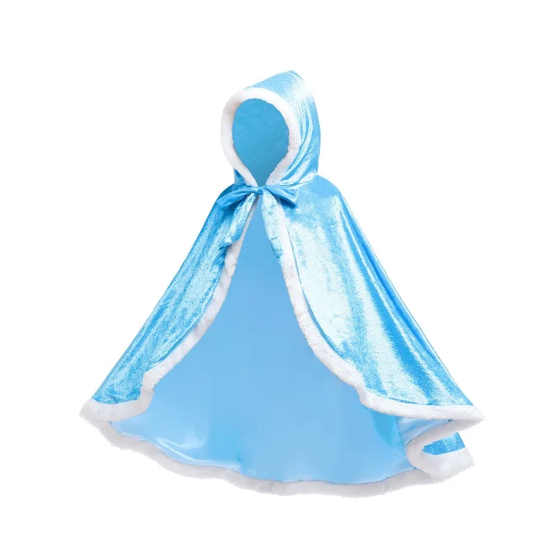 Four Color Princess Women's Clothing Autumn and Winter with Velvet Hooded Costume Halloween Princess Role-playing Costume Shawl