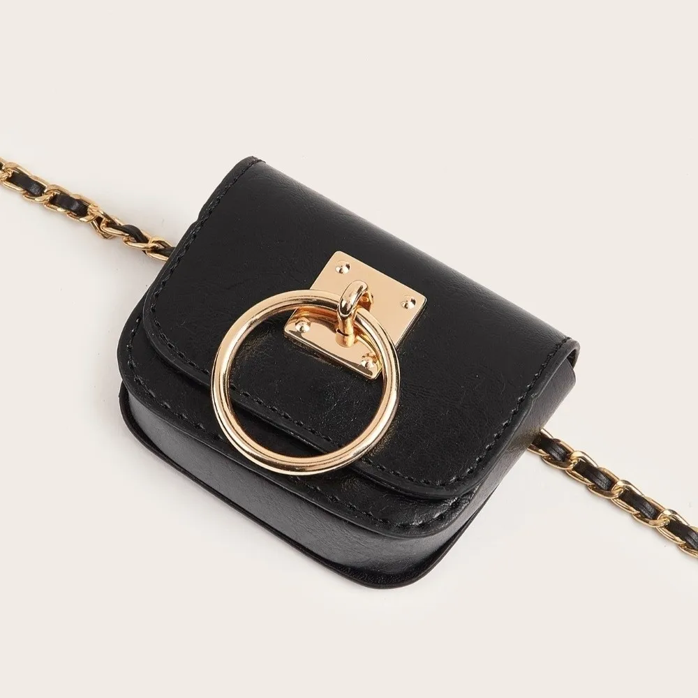 New Square Women Vintage Belt Bag Dual-purpose PU Leather Gothic Fanny Packs Travel Waist Purse Y2K Style Metal Buckle Belts