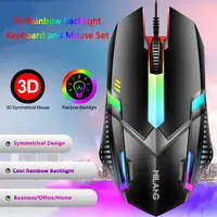 Rainbow Backlit Wired Keyboard and Mouse,Floating Keycap Strong, Wear-resistant,  Comfortable Feel Keyboard for Business Office - Image 6