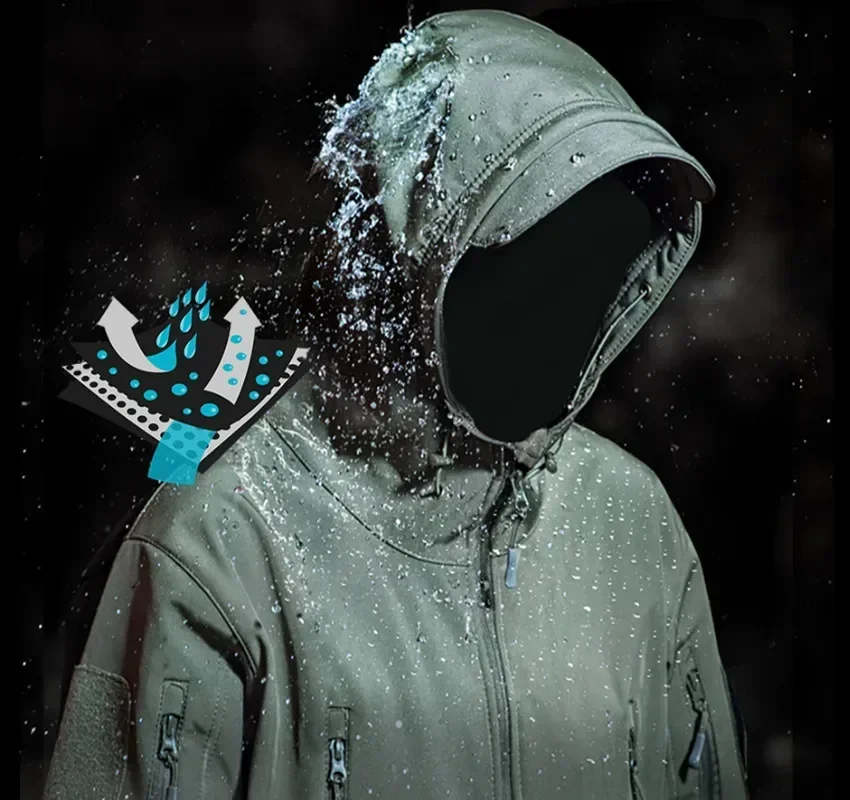Hiking jackets mens tactical soft shell windbreaker flight pilot hood outdoors fleece field jacket