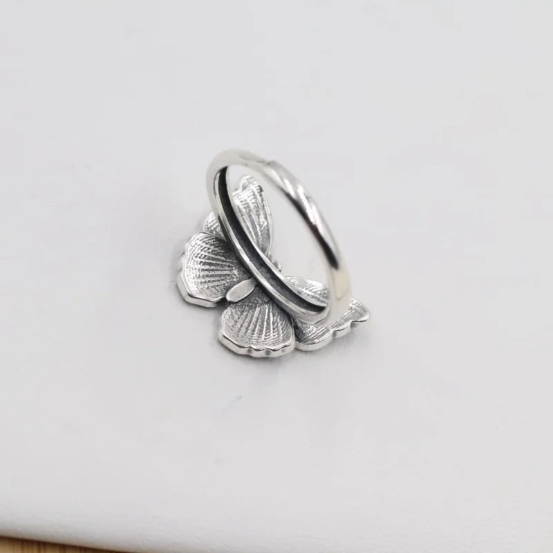 Real 925 Sterling Silver Butterfly ring For Women Girls Retro Ethnic Insect Adjustable Open Chinese Style Jewelry JZ111