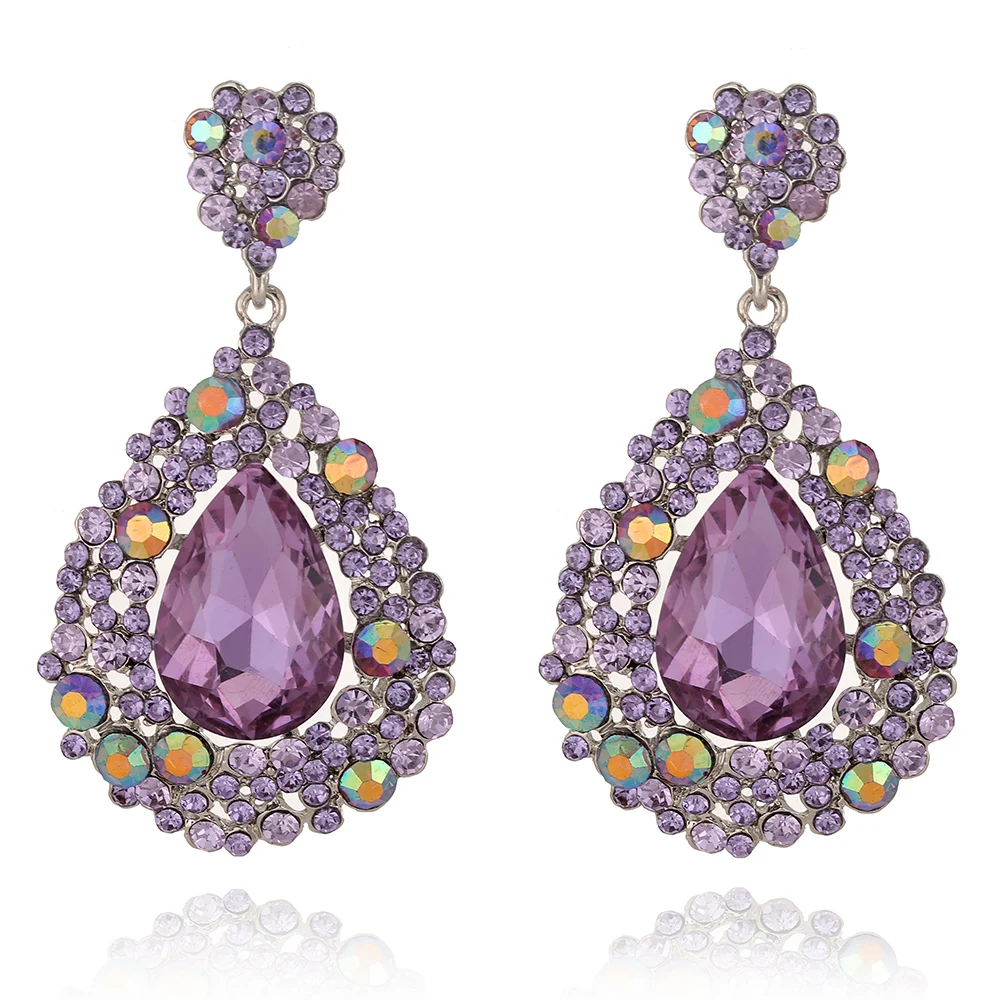 Fashion Crystal Big Water Drop Earrings for Women Prom Party Dress Accessory Wedding Earrings