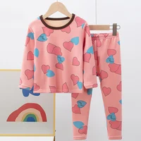 2 pièces hiver plus velours enfants mignon motif imprimé pantalon à manches longues pour garçons et filles Joker pyjamas service à domicile s 5