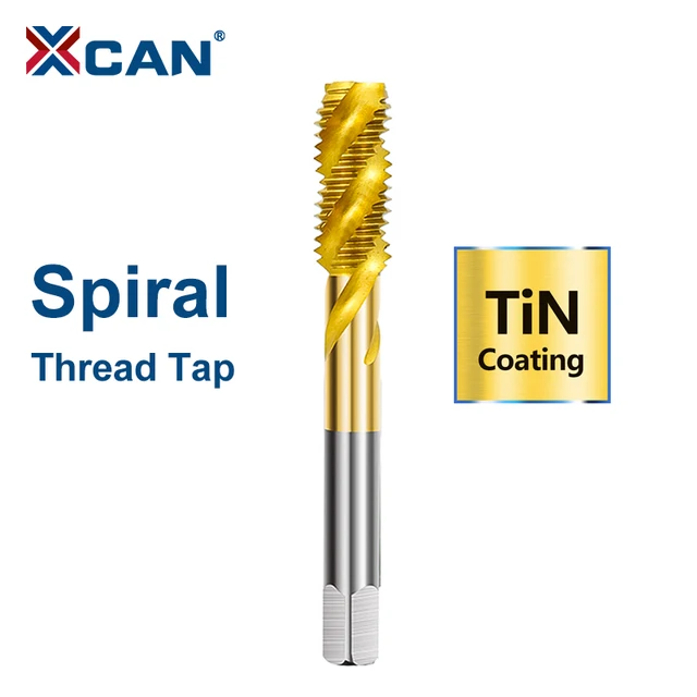 XCAN HSS Steel Screw Tap Titanium Coated Spiral Metric Thread Tap M2M18 Machine Plug Tap
