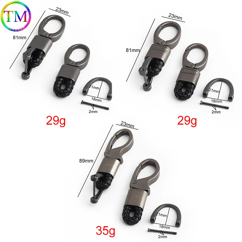 Car Key Ring Keychain Braided Leather Rope Business Metal Key Ring Multifunctional Keyring Anti-Lost Car Bag Pendant Ornaments