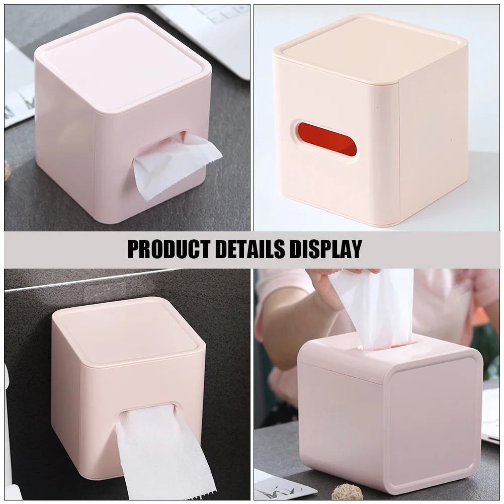 2Pcs White Roll Paper Box Tissue Holder Plastic Tissue Box Cube Tissue Box Covers Square Tissue Box Holder Kitchen Storage Home 6