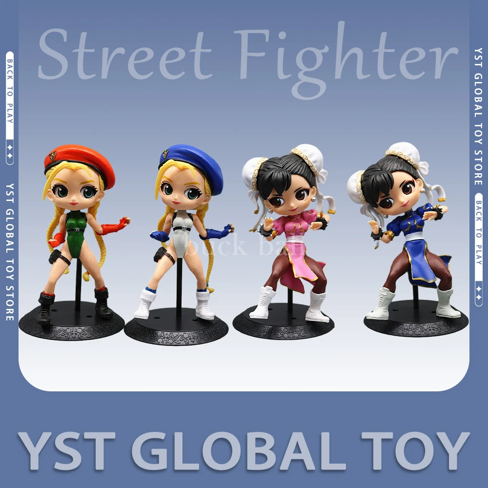 4Pcs Street Fighter Anime Figurine Chun-Li Action Figurine Cammy Figure Pvc Statue Model Collection Room Decoration Kids Gift Toy
