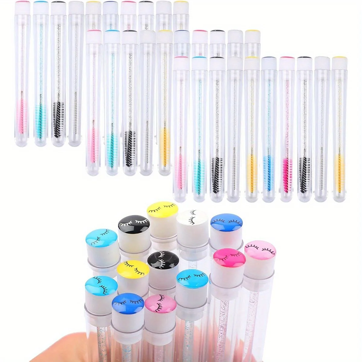 50PCS Professional Eyeliner & Lash Brushes , Individually Packed for Salon/Home/Pro Use, Disposable Precision Tools