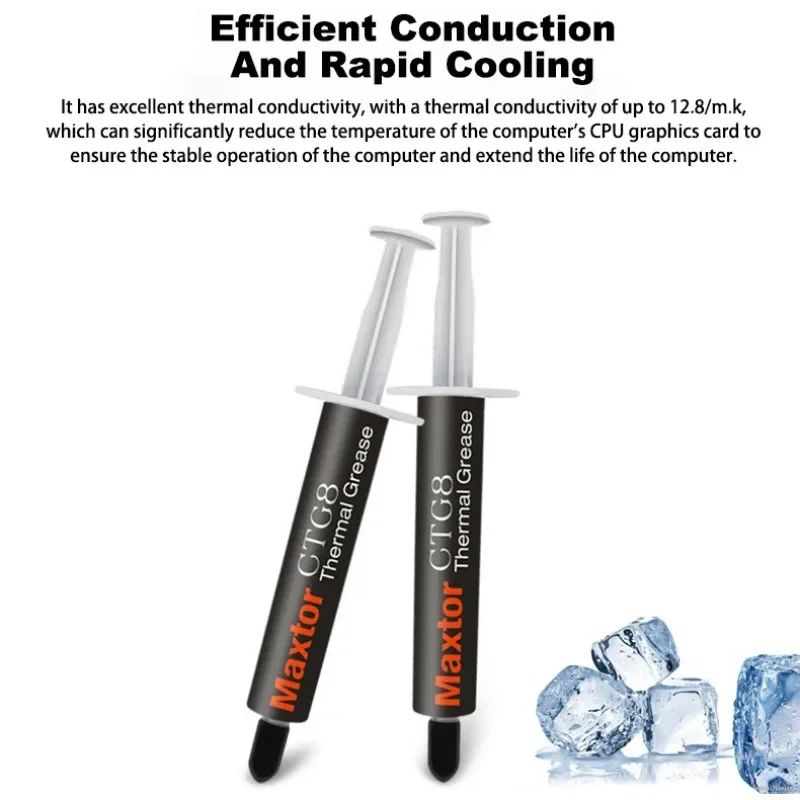 Description Picture 4 of itemCTG8 Thermal Paste Processor CTG-8 1-20g 12.8W/M-k For CPU GPU Printer HeatSink Cooling Cooler Thermal Grease Compound Silicone