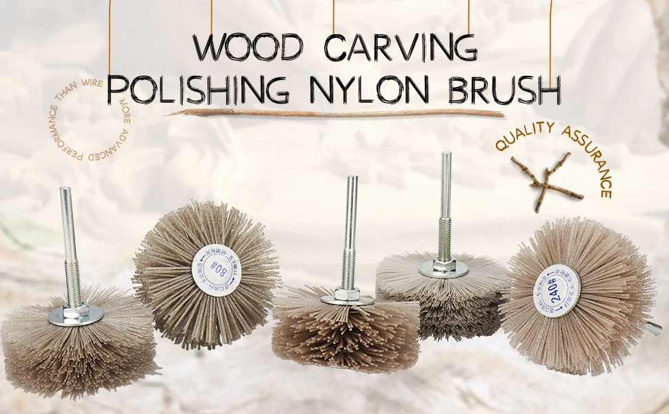 4 Stück 80 mm Bohrer Schleifdraht Schleifscheibe Nylonborsten Polierbürste für Holzmöbel Mahagoni-Finish – Detail 1