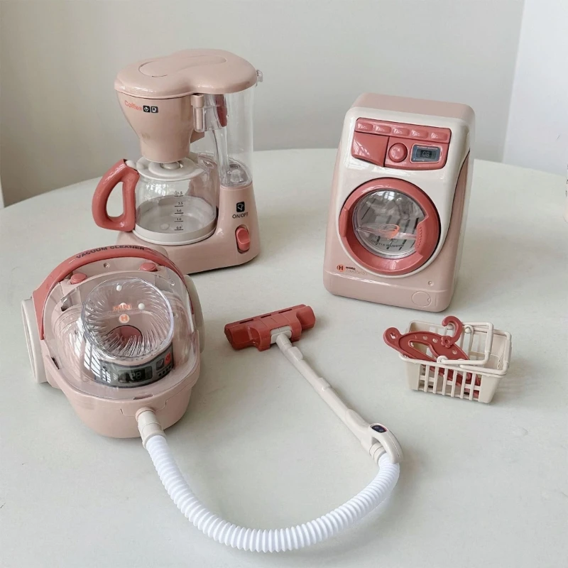 Electric Kitchen Appliance Toy for Girls with Sound & Light Simulation Coffee Maker/Toaster Kitchen Toy Motor Skill Toy 3