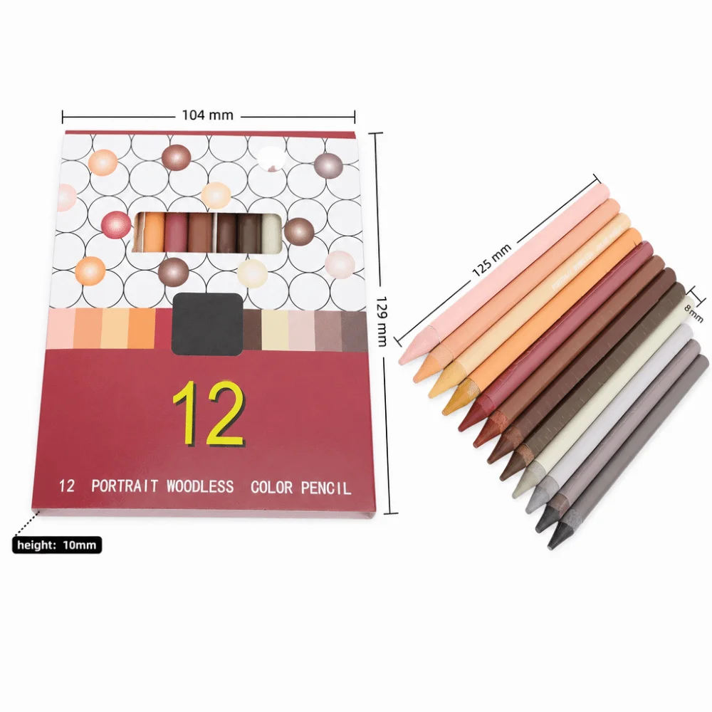 12PCS 풍부한 색소 무목 색연필 세트 부드러운 코어 생생한 색조 초상화 톤 연필 잘 어울리는 색상 톤