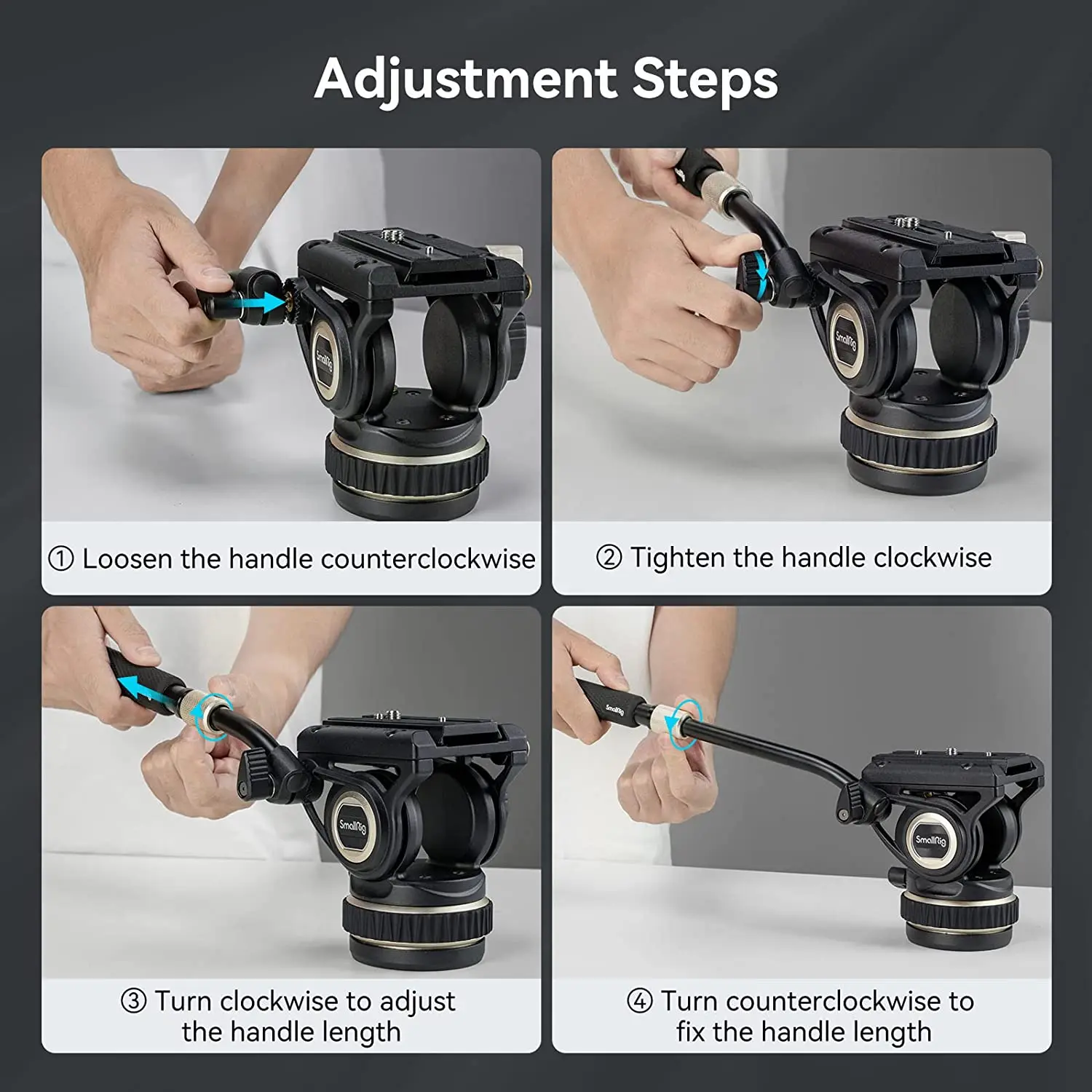 DH10 Heavy Duty Tripod Fluid Video Head with Flat Base Adjustable Handle for Ma