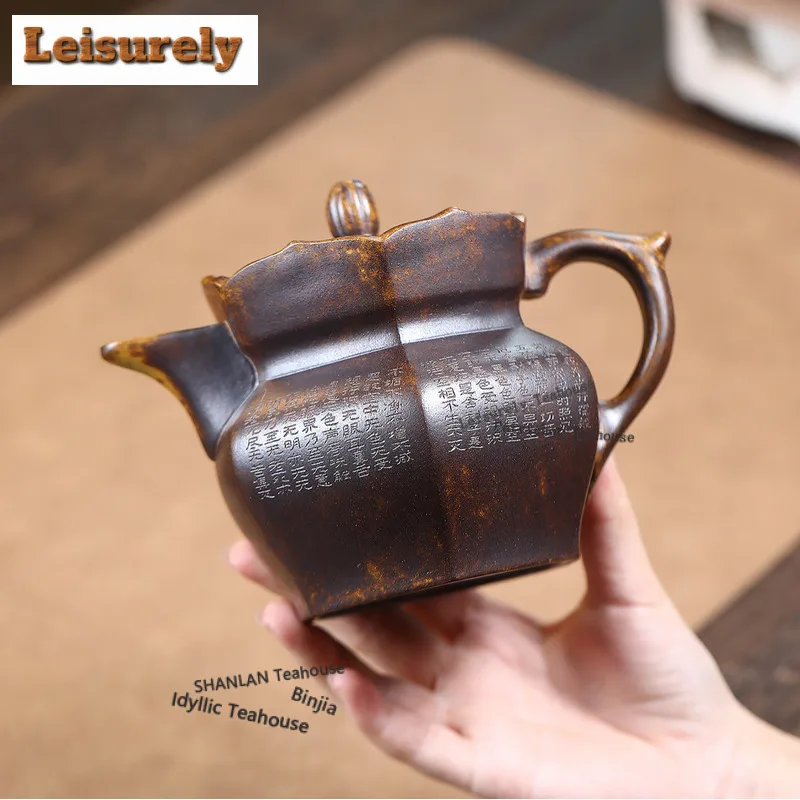 310ml Yixing Purple Clay Teapots Famous Master Handmade Monk Hat Pot Raw Ore Wood-fired Porcelain Mud Kettle Zisha Tea Set Gift