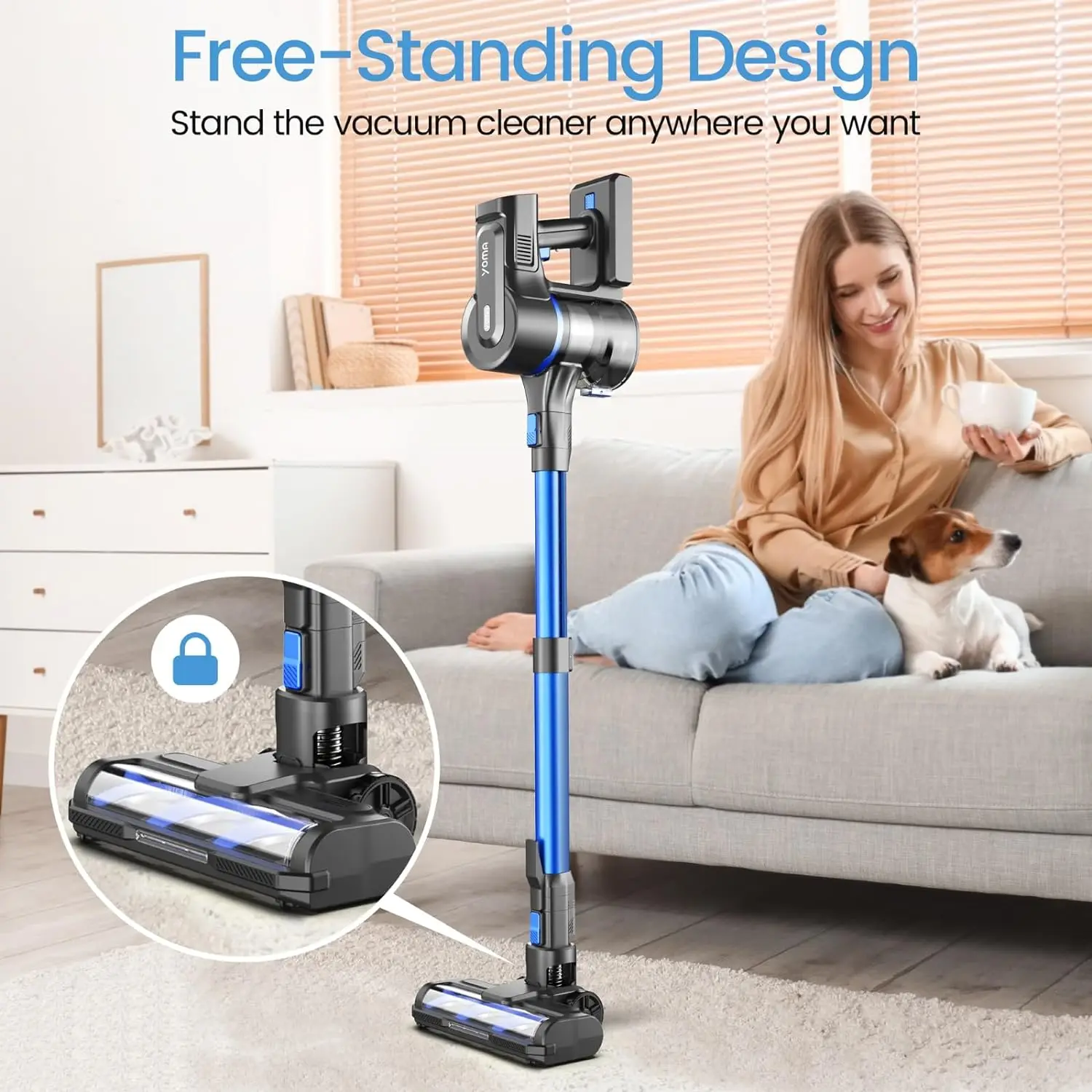 Yoma S100 30KPa 350W Stick Cordless Vacuum Cleaner, up to 50mins Runtime, 9-in-1 Stick Vac for Hardwood Floor Pet Hair Home Car 3