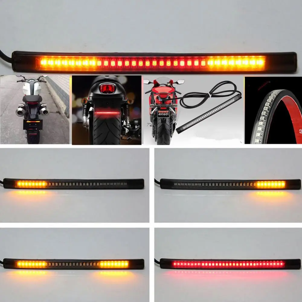

Flexible 48 LEDs motorcycle light strip Universal waterproof for tail brake stop light,turn signal light and license plate light